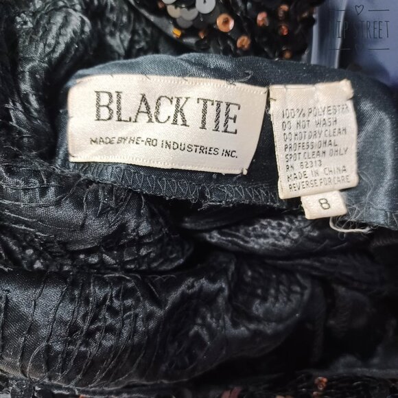 BLACK TIE? Oleg Cassini Twist Front LS V Neck All Sequin Sheath Party Dress 10 - Picture 6 of 7